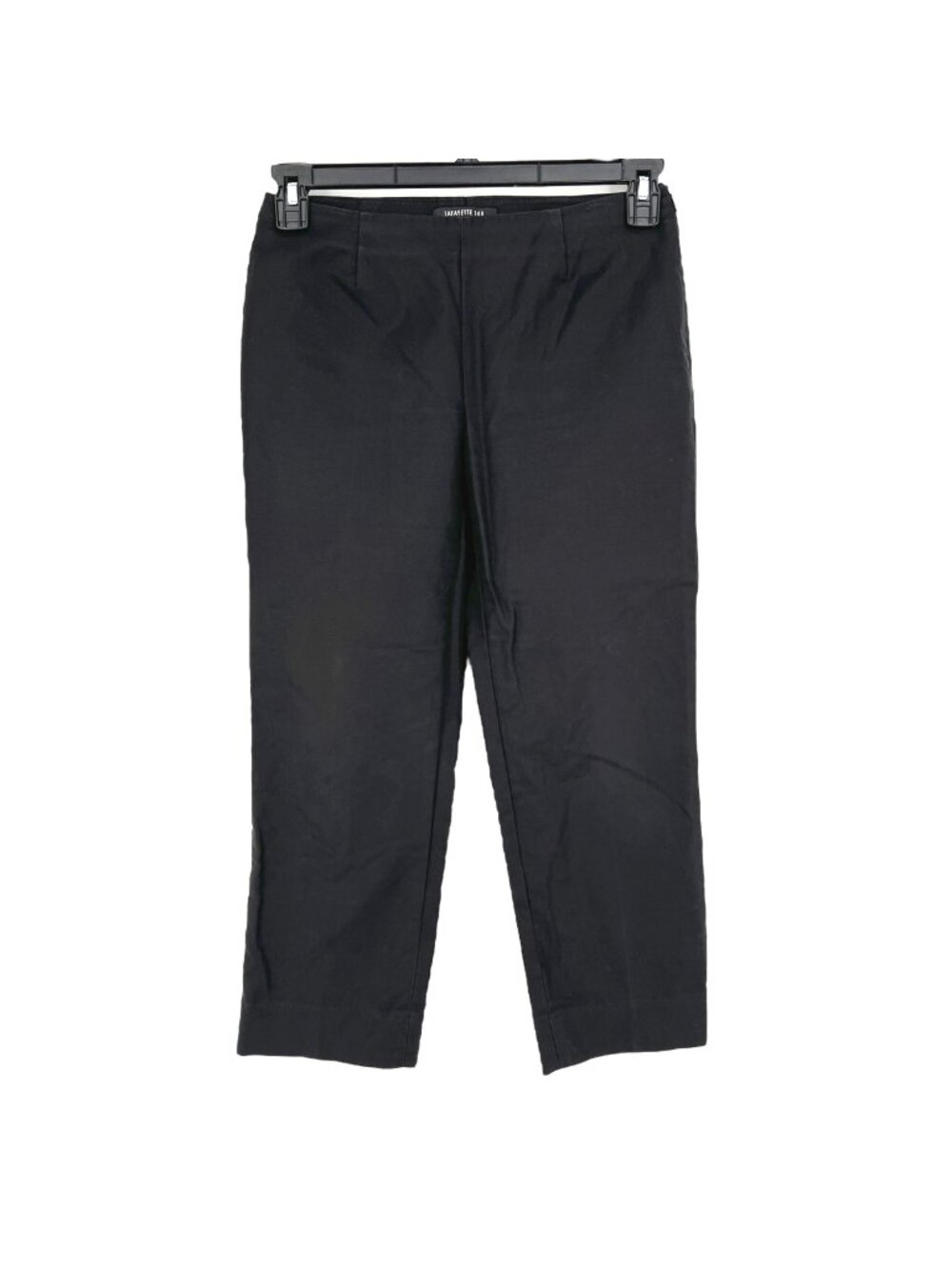 Lafayette 148 Cropped Bleecker Flat Front Pants Black Size 8 Classic Minimalist